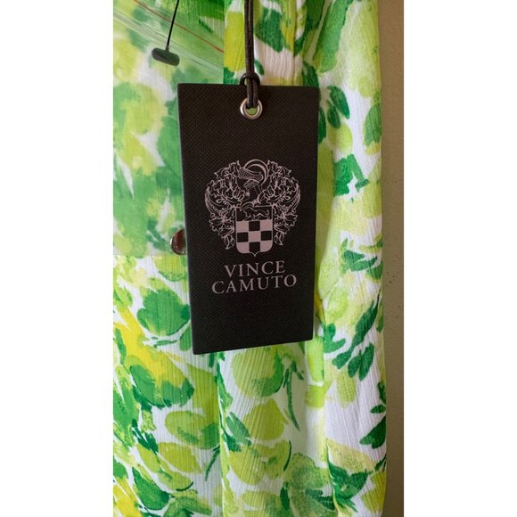 NWT Vince Camuto Large Floral Lime Green & Yellow Short Sleeve Blouse - Picture 11 of 13